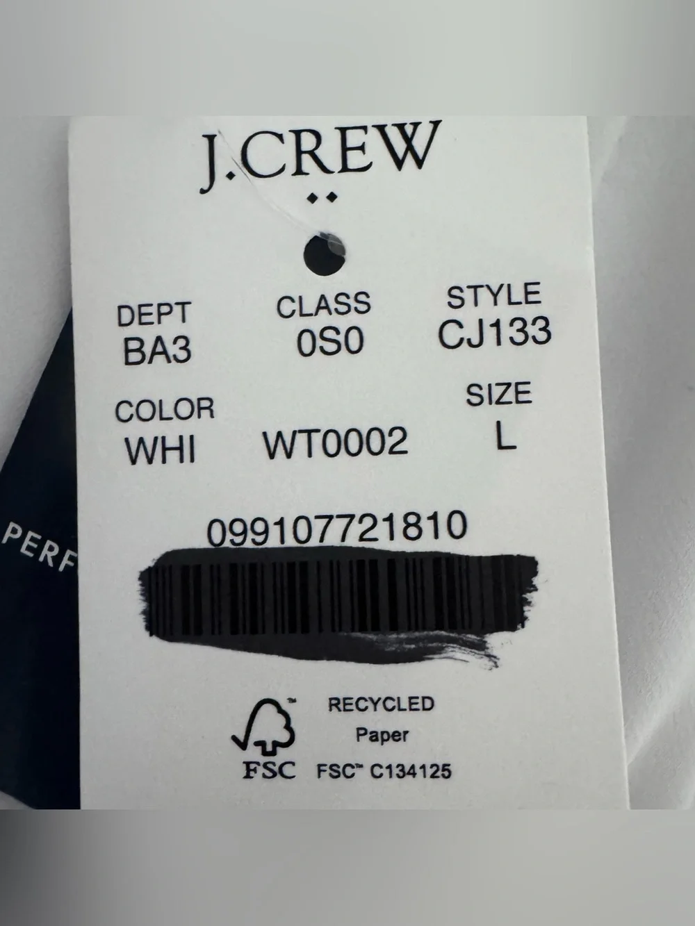J.Crew Men's All-Day Performance Button Down Shirt White Size Large Long Sleeve